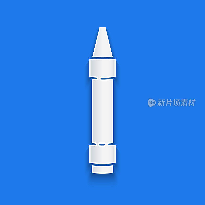 Paper cut Wax crayons for drawing icon isolated on blue background. Paper art style. Vector Illustration
